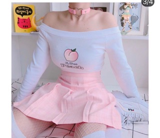 Áo Croptop Bẹt Vai Peach