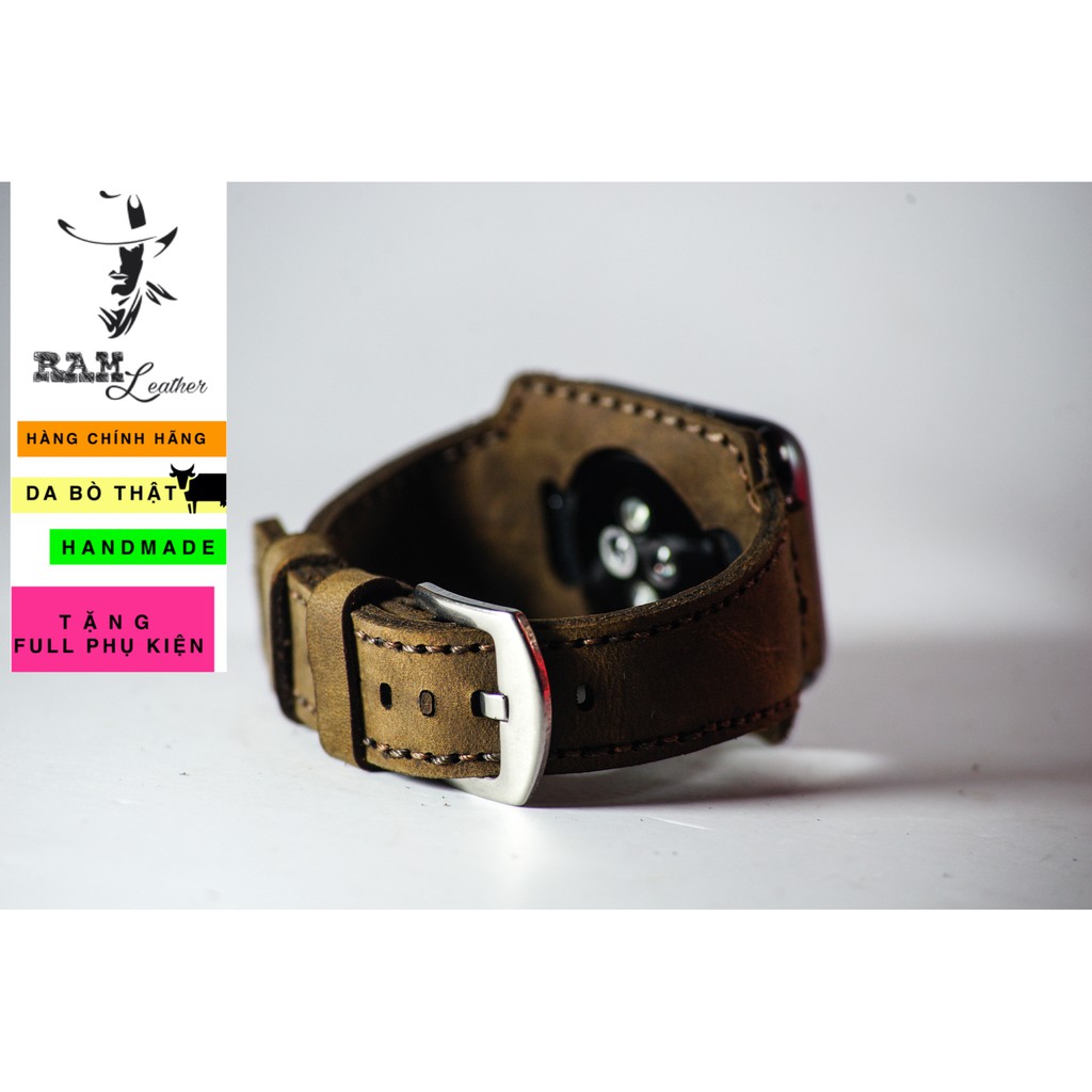 Dây đồng hồ Apple Watch , Iwatch , Iphone Watch Da Bò Nâu Đất  RAM Leather Bundstrap Bx1  Bền Đẹp