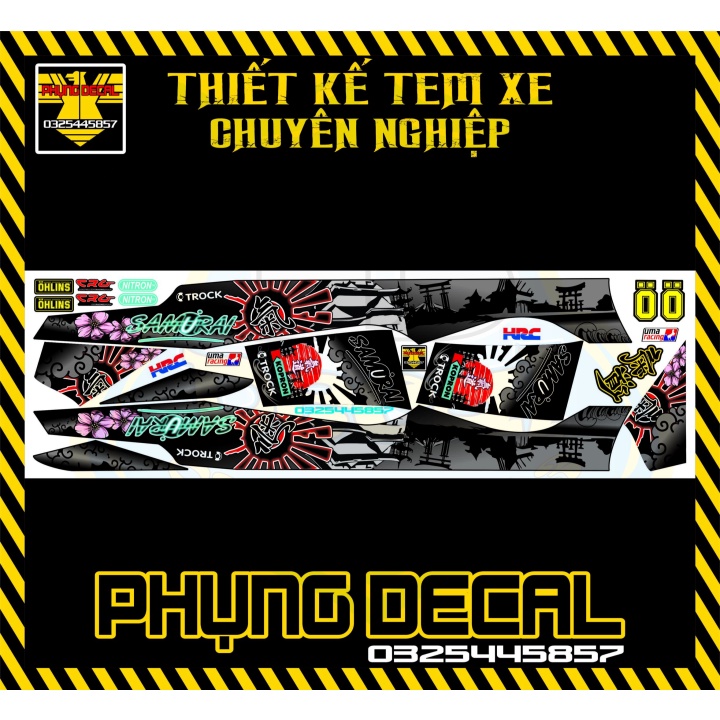 ( Quí khách vui lòng mang ra tiệm cho thợ dán ) Tem sirius samurai đen