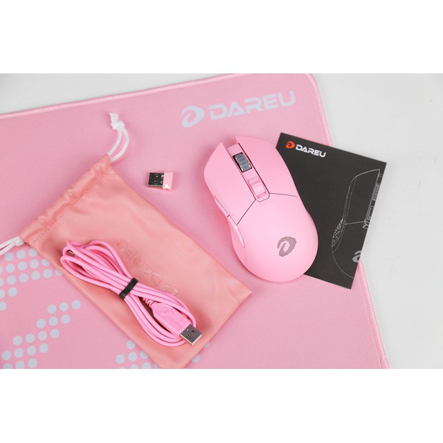 Combo Bộ Gaming Dareu Màu Hồng: Bàn Phím EK810 + Chuột Không Dây Em901 + Tai Nghe EH469 + Bàn Di ESP100