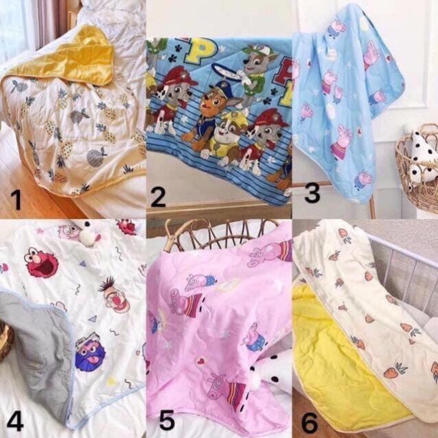 Chăn Hè Cho Bé 💖𝑭𝑹𝑬𝑬𝑺𝑯𝑰𝑷💖 Chăn Cho Bé Vải Cotton Ruột Bông Mỏng (1m1x1m5)