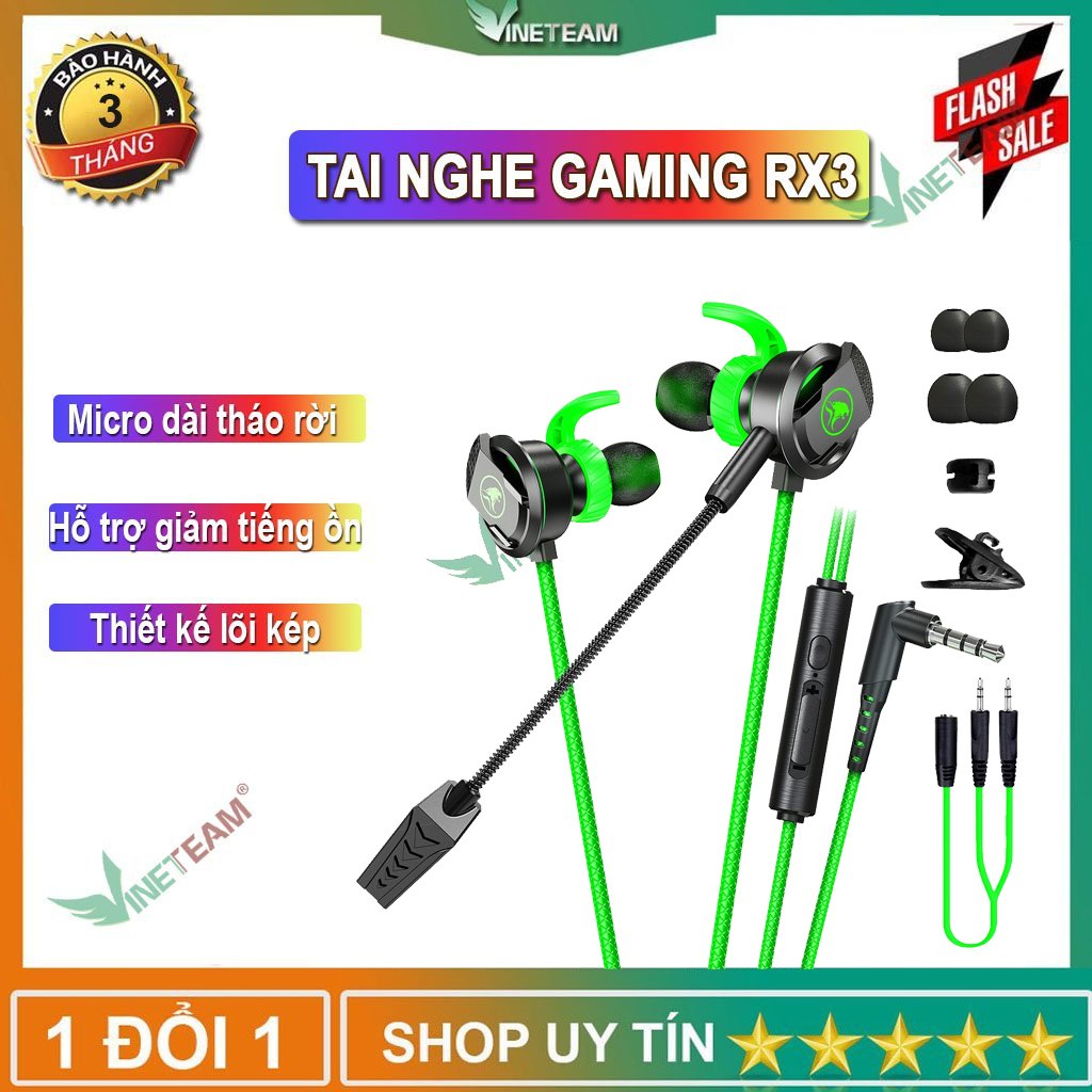 Tai nghe gaming XMOWI RX3 2 mic đàm thoại khử ồn chơi cực tốt game PUBG COD FREE FIRE tặng cáp chuyển đổi 3.5 -dc4430