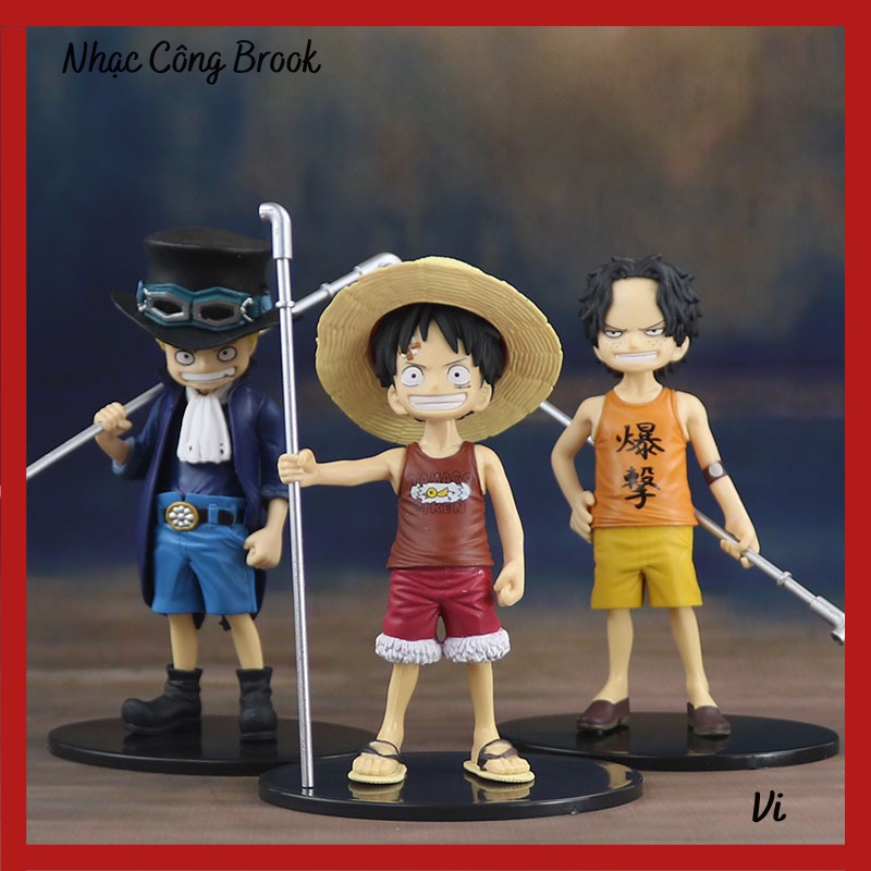 Bộ 5 One Piece Lúc Còn Nhỏ Sabo Luffy Sanji Ace Và Zoro Cao 15cm Có Đế Siêu Đáng Yêu