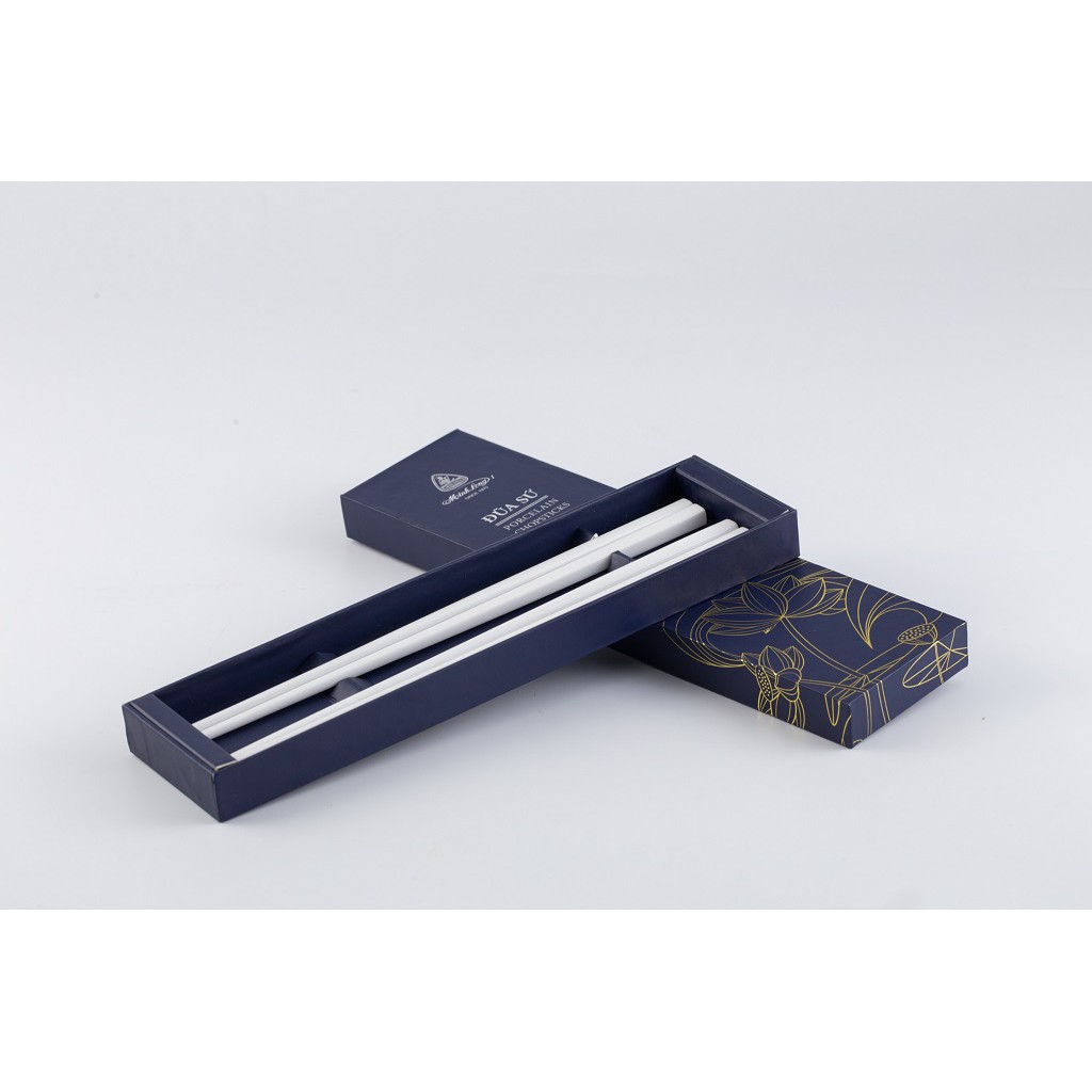 Bộ 2 hoặc 6 Đôi Đũa Sứ Dưỡng Sinh 24.4cm Trắng, Minh Long I, Việt Nam