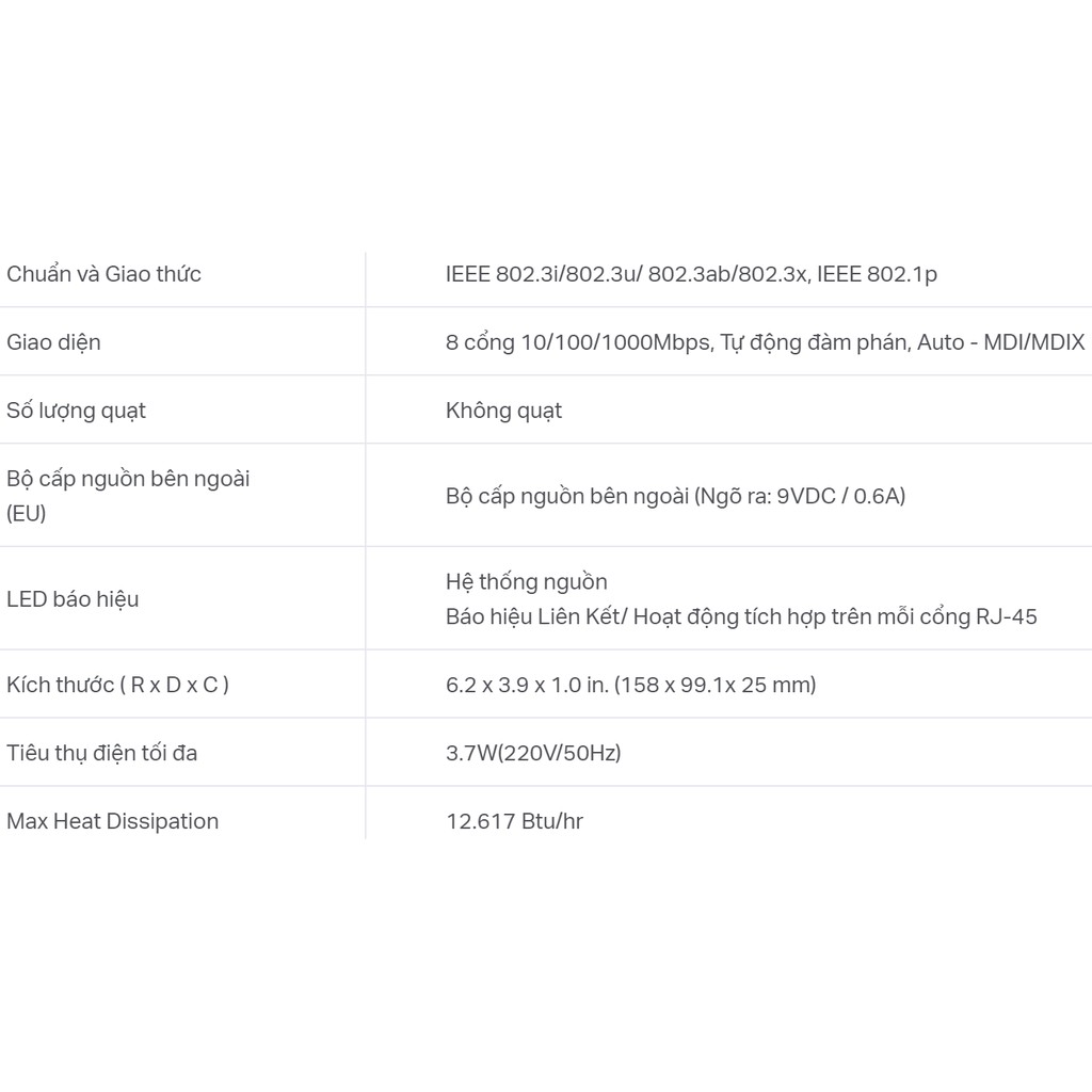 TP-Link Switch Vỏ thép 8 Cổng 10/100/1000Mbps- LS108G - Hàng Chính Hãng