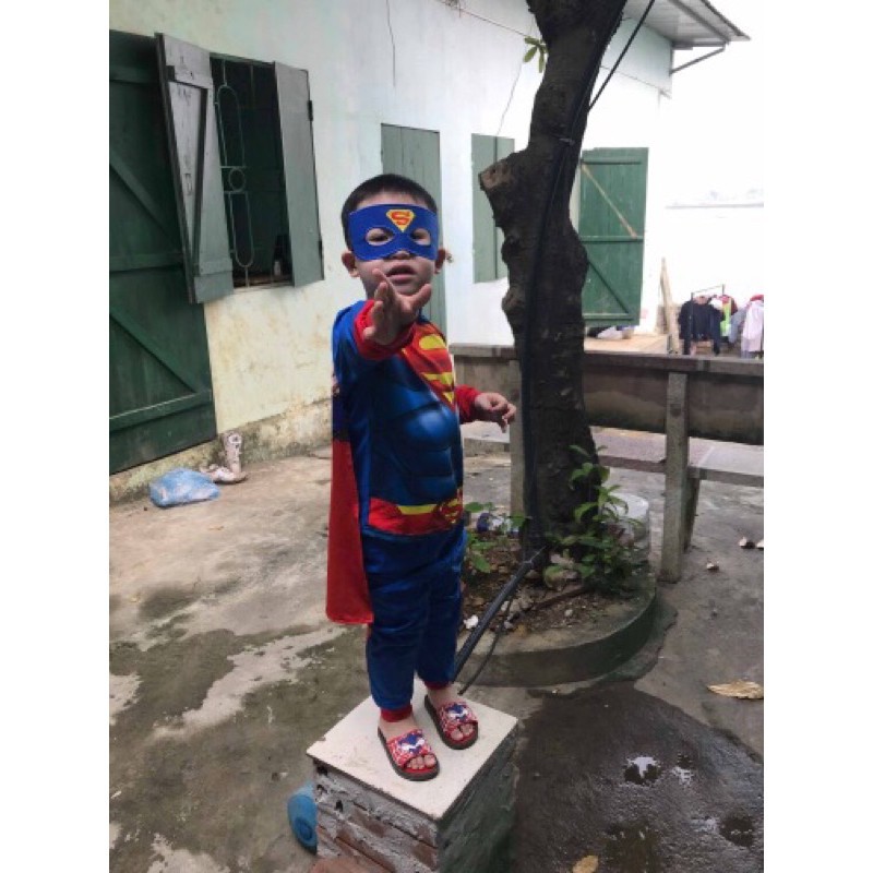 Bộ Super man Dài Tay  In 3D, Co Giãn 4 Chiều, Thấm Mồ Hôi tốt (Tặng Áo Choàng Và Mặt Nạ), Bao Đẹp
