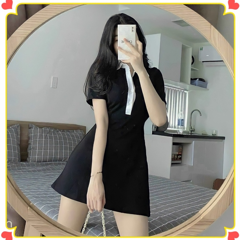 [ Freeship ] Đầm Polo Nữ Đen Dáng Ôm Váy Nữ Ngắn Body Ngắn -Jeans Fashion93