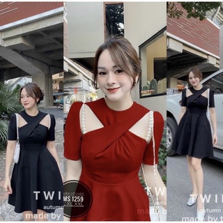 Đầm đỏ nữ đi tiệc sang chảnh màu đỏ, đen - D9 - Shop Táo Đỏ Bigsize