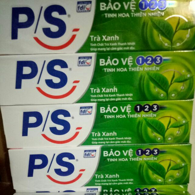 (Hàng Tặng) Kem Đánh Răng PS Bảo Vệ 123 Trà Xanh 190g tặng hộp than nhỏ  n