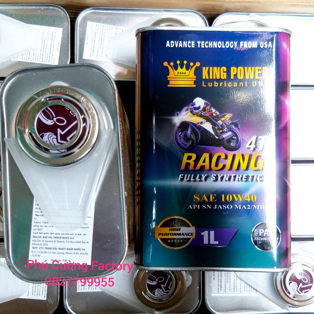 Nhớt Xe Ga King Power, dòng Racing Fully Synthetic Lon 1L , made in UAE