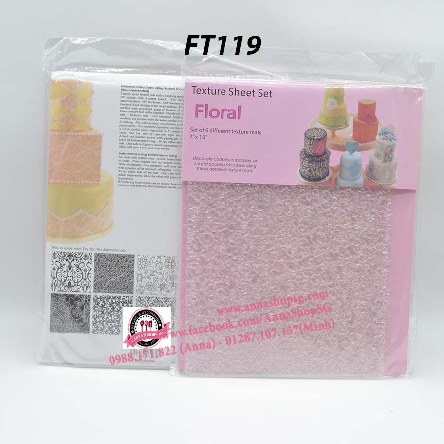 FT119 BỘ 6 MIẾNG TẠO HOA VĂN FLORAL