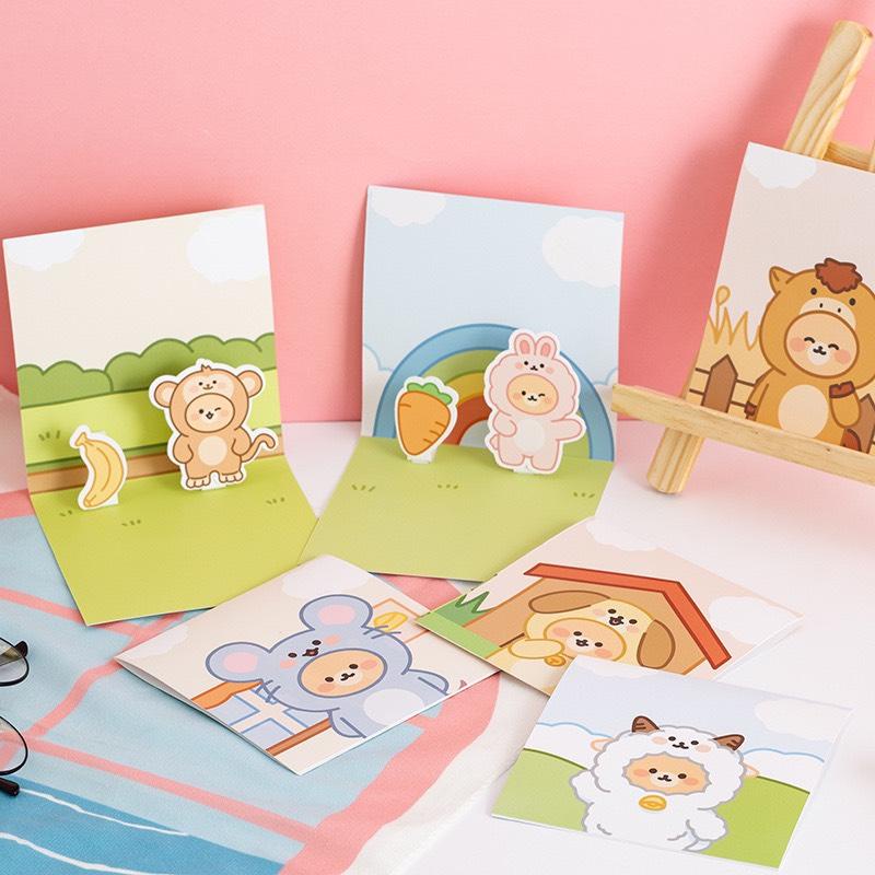 Thiệp Sinh Nhật Thiệp Viết Thư Tay 12 Con Giáp Siêu Dễ Thương Handmade In Nổi 4D