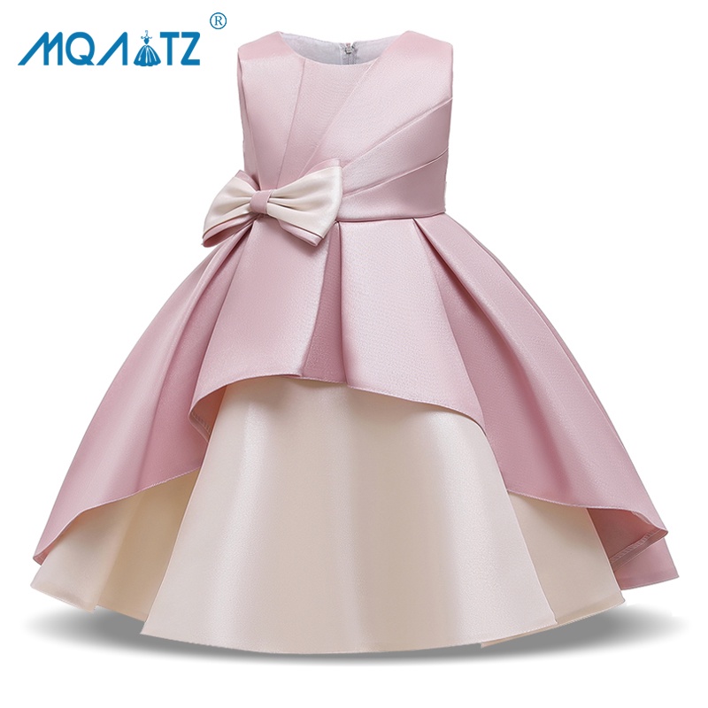 Mqatz Đầm Dạ Hội Trẻ Em Bé Gái Quần Áo Trẻ Em Nơ Sinh Nhật Quần Áo Công Chúa Thanh Lịch 3-10 Tuổi L5183
