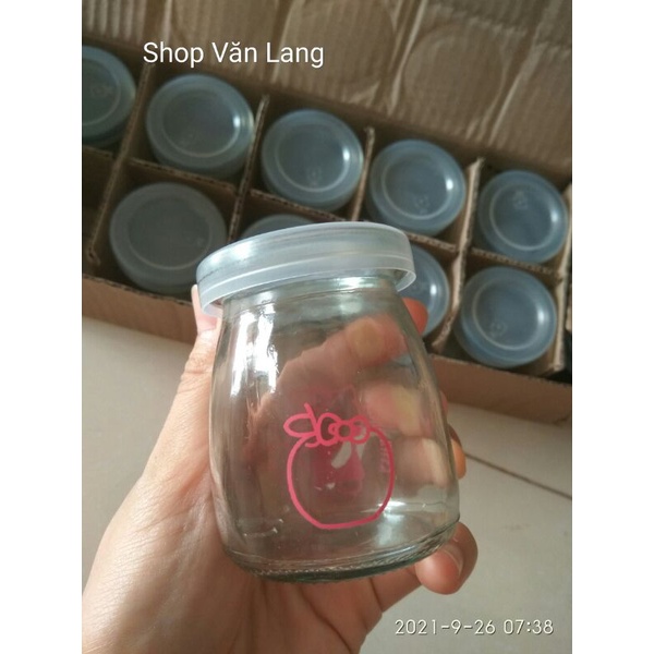 Hũ thuỷ tinh làm sữa chua có nắp loại to dày hình hello kitty