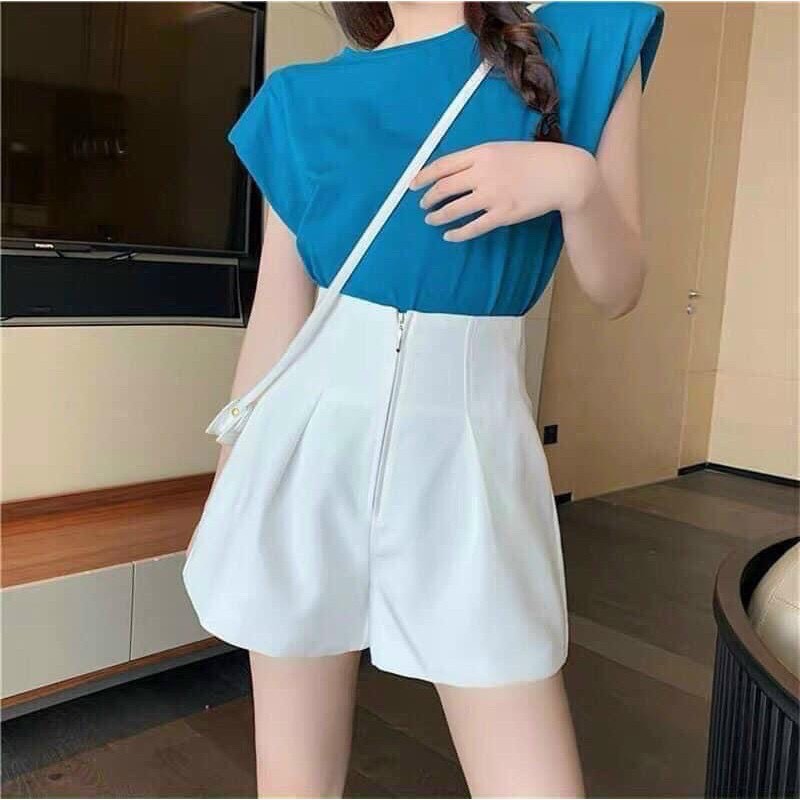 quần short nữ lưng cao cạp liền khóa trước nhiều màu cá tính