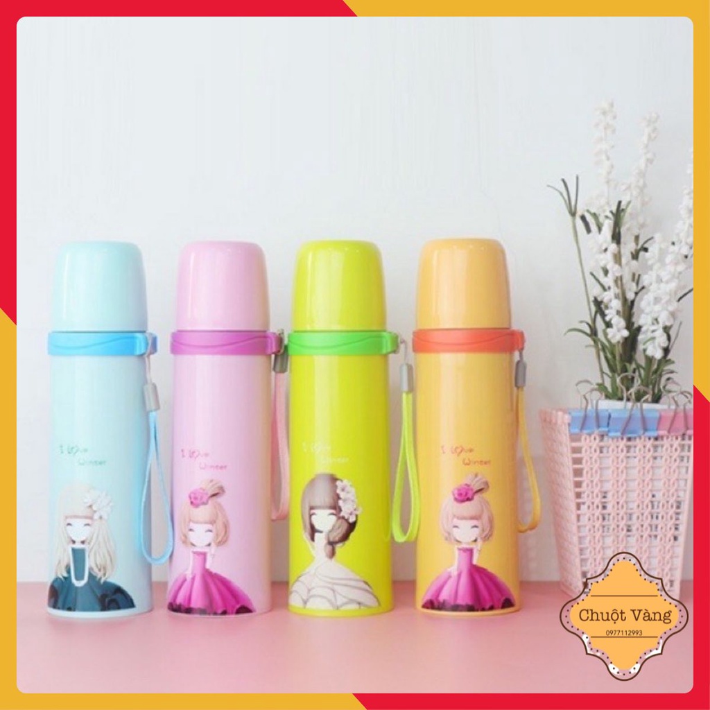 BÌNH GIỮ NHIỆT HÌNH CÔ GÁI DỄ THƯƠNG 500ML
