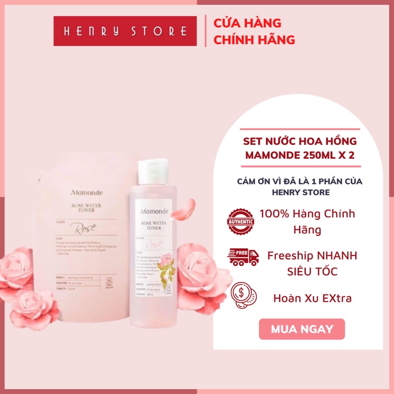 lSet Mamonde Rose Water Toner [Chai 250ml + Túi 250ml]- THƯ MINH