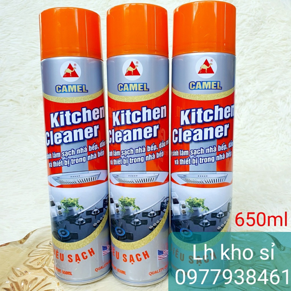 Chai xịt bọt tẩy rửa nhà bếp chính hãng Camel dung tích lớn 650ml, Bình xịt tẩy rửa đa năng Kitchen cleaner siêu hót