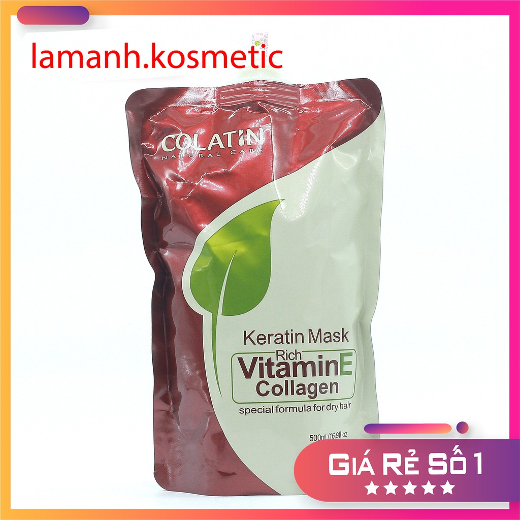 Hấp dầu (Kem ủ tóc) Colatin Keratin Mask Vitamin E 500ml giúp tái tạo lại sợi tóc, dưỡng ẩm và phục hồi hư tổn