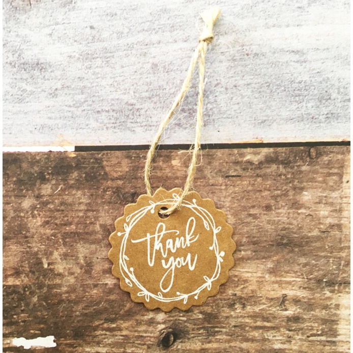 50 Tag Treo Giấy Kraft Cám Ơn Khách Hàng - Tem Treo Thank You Không Kèm Dây