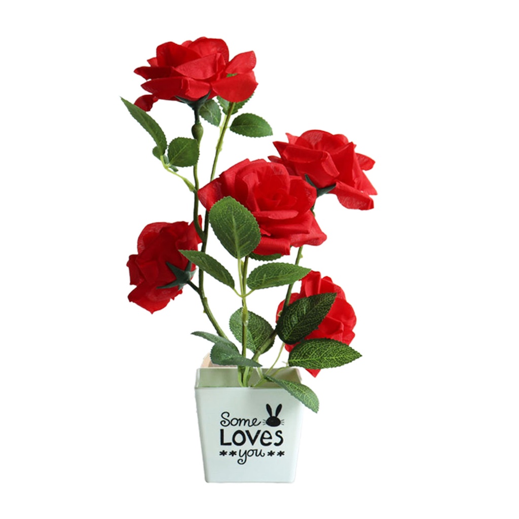 Chậu Hoa Giả Bằng Lụa Nhân Tạo Để Bàn Trang Trí Trong Nhà / Ngoài Trời Tiện Lợi