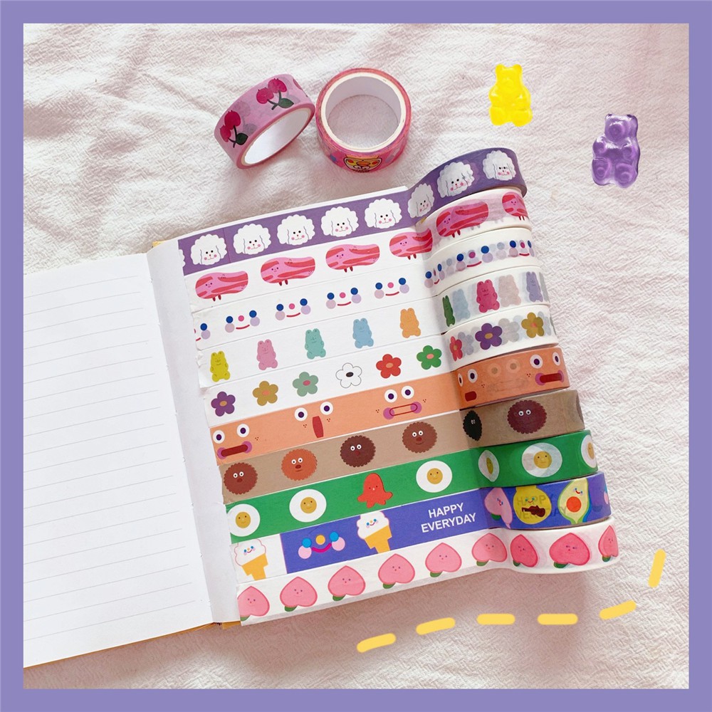 Băng keo dán học tập washi tape hình cute dễ thương