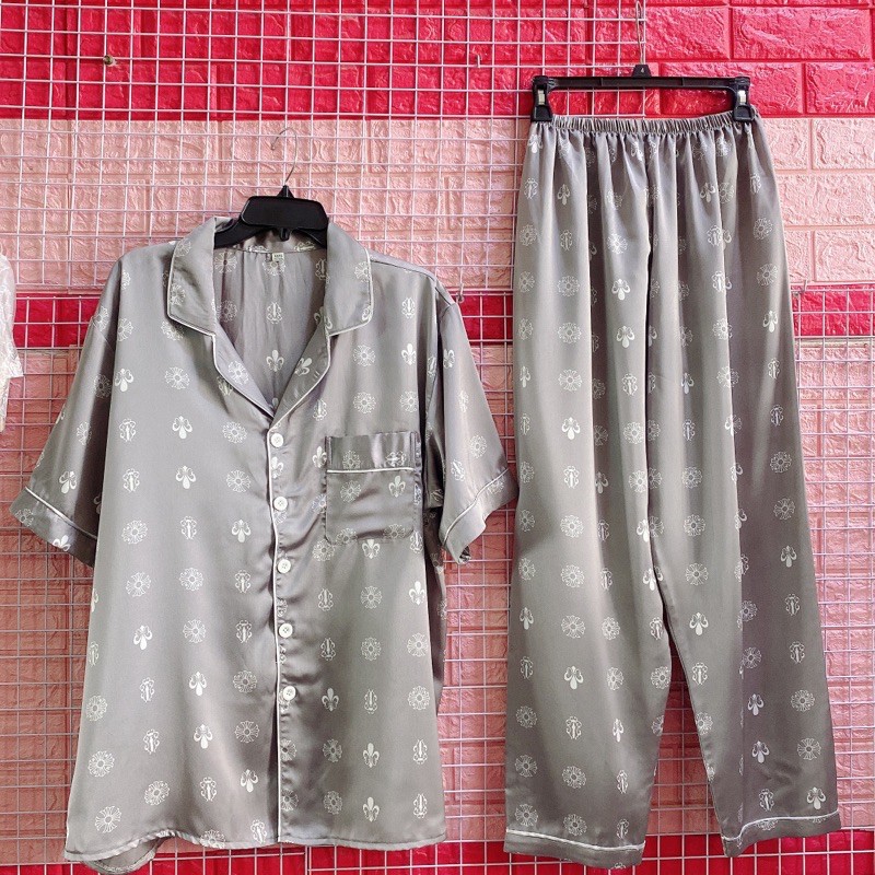Pijama cho Nam lụa satin Quảng châu