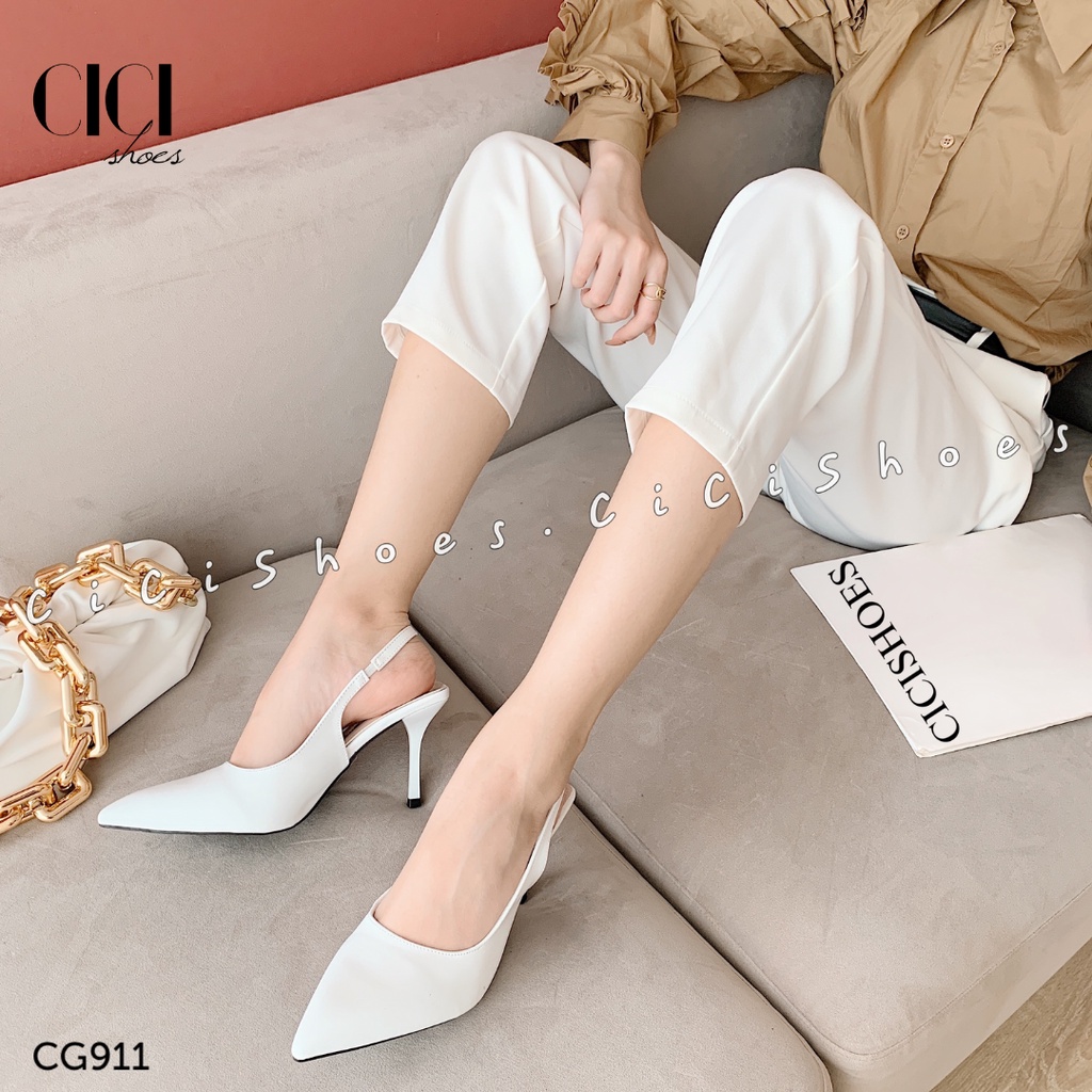 Giày  cao gót CiCi Shoes rẻ lì trơn quai hậu GN 8p - CG911