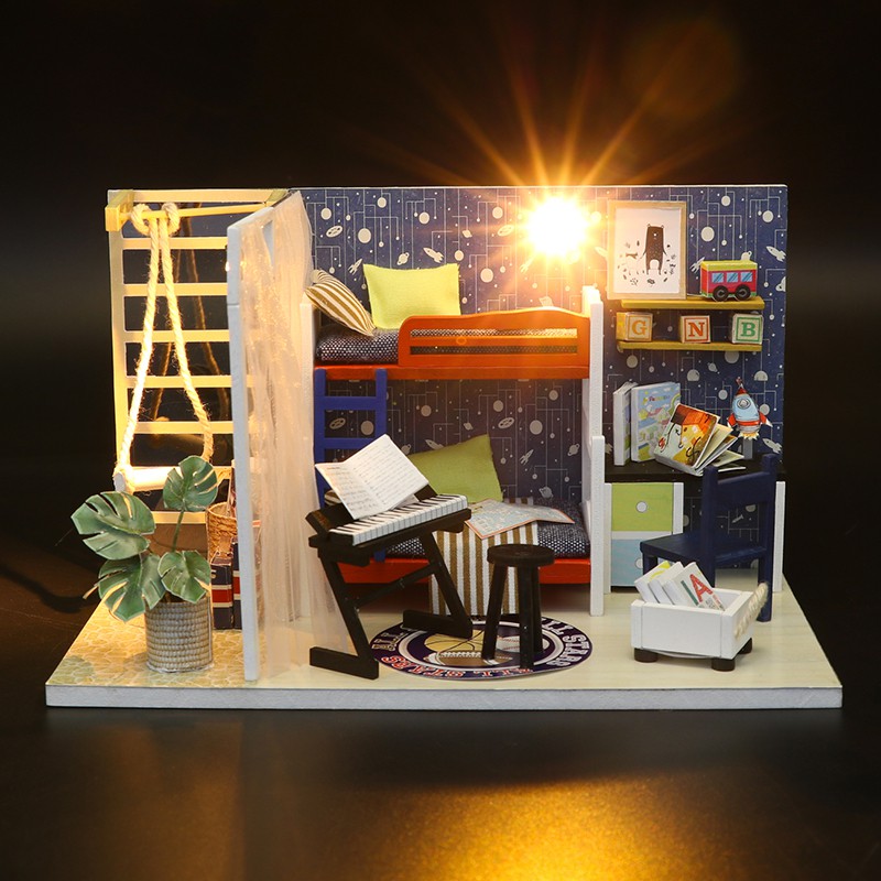 Mô hình nhà DIY Doll House Future Space Kèm Mica Chống bụi, Bộ dụng cụ và Keo dán