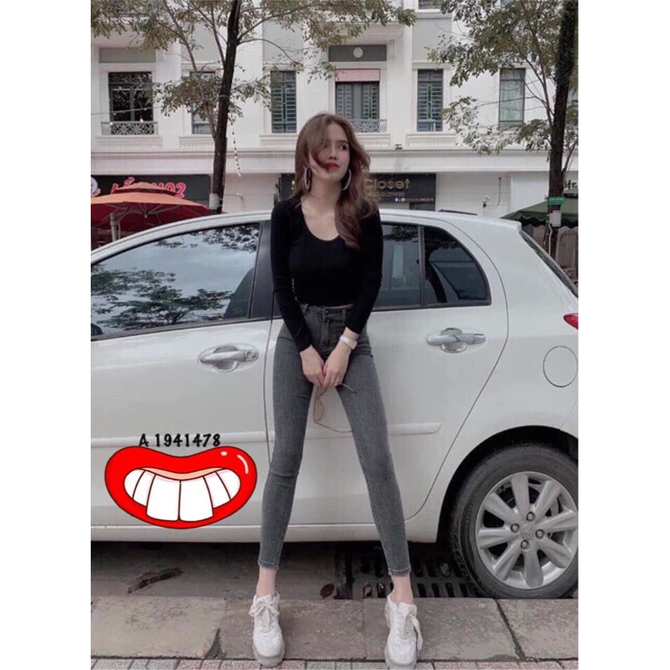 Quần jean giấy cạp cao | BigBuy360 - bigbuy360.vn