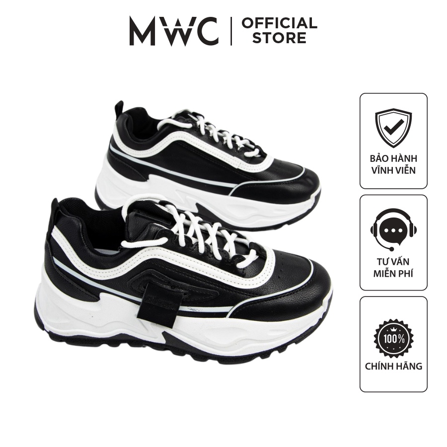 Giày MWC 0561 - Giày Thể Thao Nữ Đế Độn, Giày Thể Thao Da Mềm, Sneaker Đế Cao 5CM Cá Tính