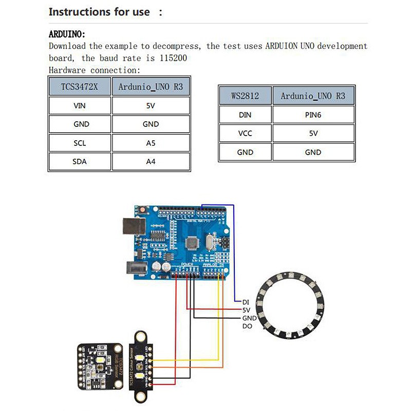 Color Recognition Sensor TCS230 TCS3200 Bright Light Sensor Color Recognition ule IIC for Arduino STM32 DC 3.3/5V