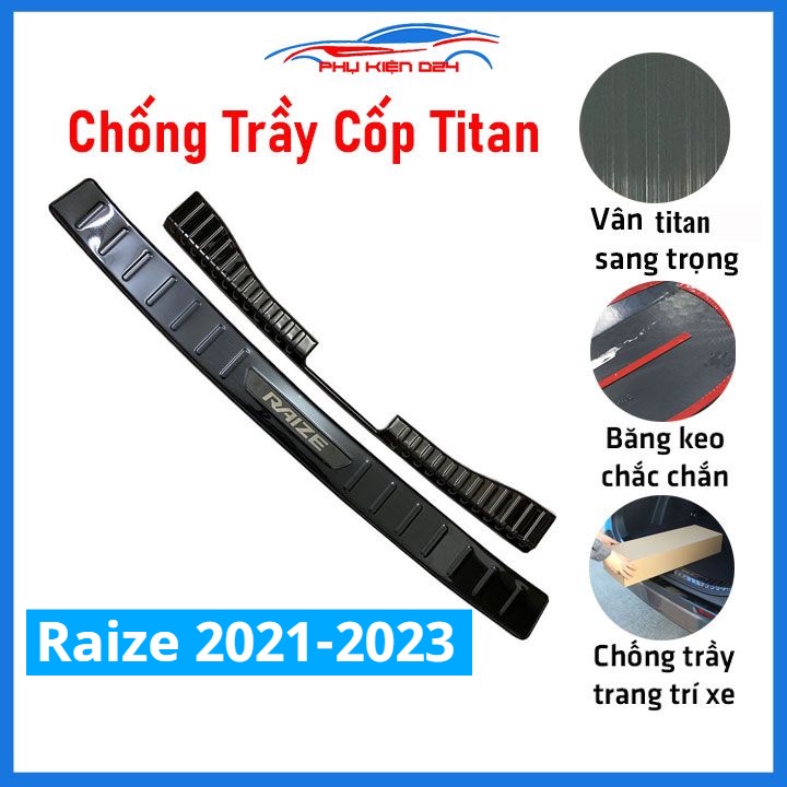 Ốp chống trầy cốp Raize 2021-2022-2023-2024 thép không gỉ vân Cacbon/Titan/Inox chống trầy bảo vệ xe