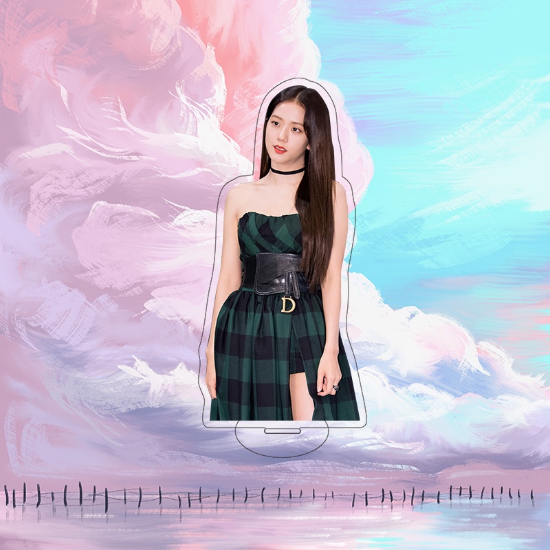 Đồ trang trí đứng 15cm bằng acrylic hình Jennie Jisoo Blackpink