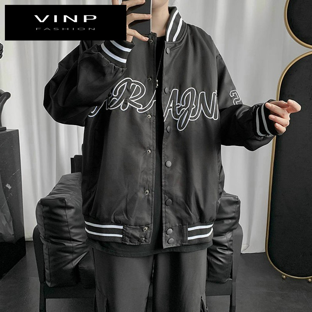 Áo khoác bomber dù phong cách Unisex Form rộng 2 lớp Nam/Nữ phối màu classic 2 màu - VinP Fashion