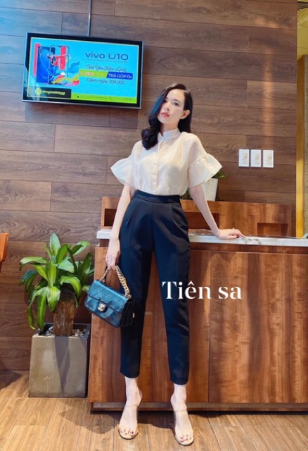 Quần tây Zara basic lưng thun