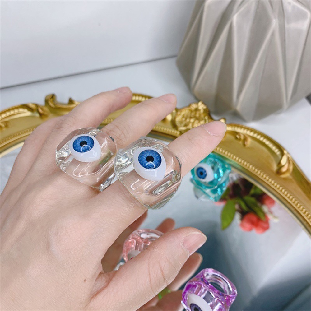 Nhẫn Đeo Ngón Tay Bằng Nhựa Acrylic Hình Mắt Quỷ Nhiều Màu Thời Trang Cho Nữ