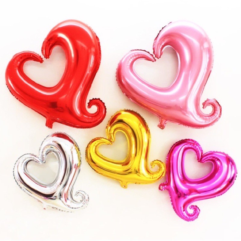 Bóng ❤️ trái tim móc cách điệu tráng nhôm nhiều màu