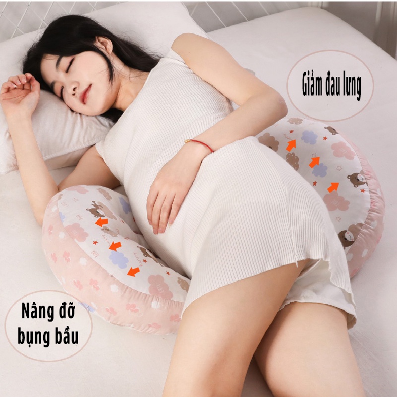 Gối Bầu Cánh Tiên Cao Cấp Gối kê bụng Cho Mẹ Và Bé Ngủ Ngon Không Đau Lưng Cho Bà Bầu