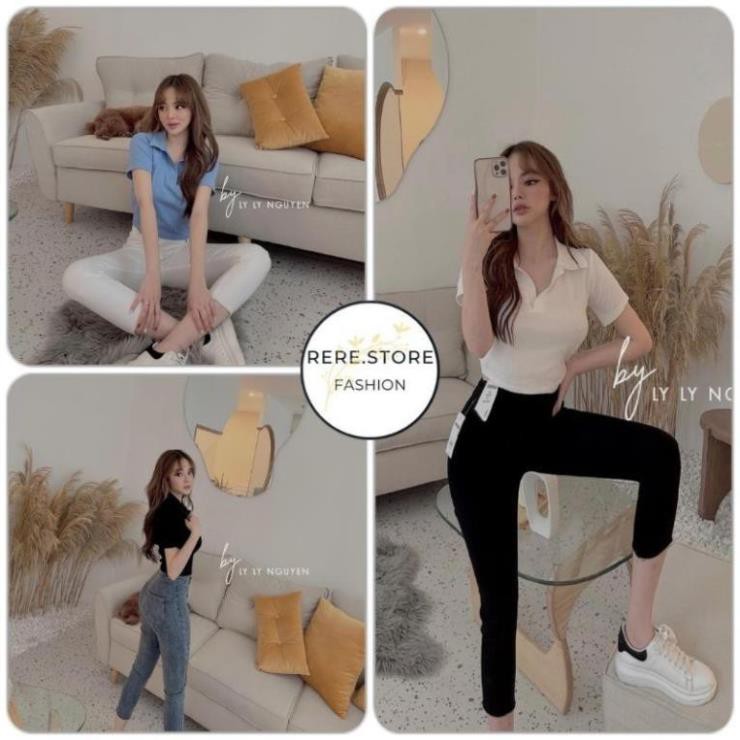 Áo Polo Body Cổ Tim Cộc Tay Nữ - Rere.Store [FREESHIP] - Phông trơn dáng ôm cổ chữ V thiết kế basic Ulzzang  ྇ ◦