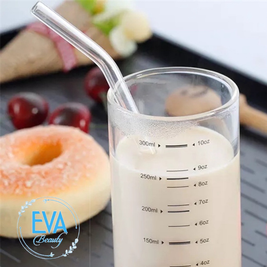 Ống Hút Thuỷ Tinh Trắng Trong Suốt Dáng Cong Glass Drinking Straws 18 Cm M3503