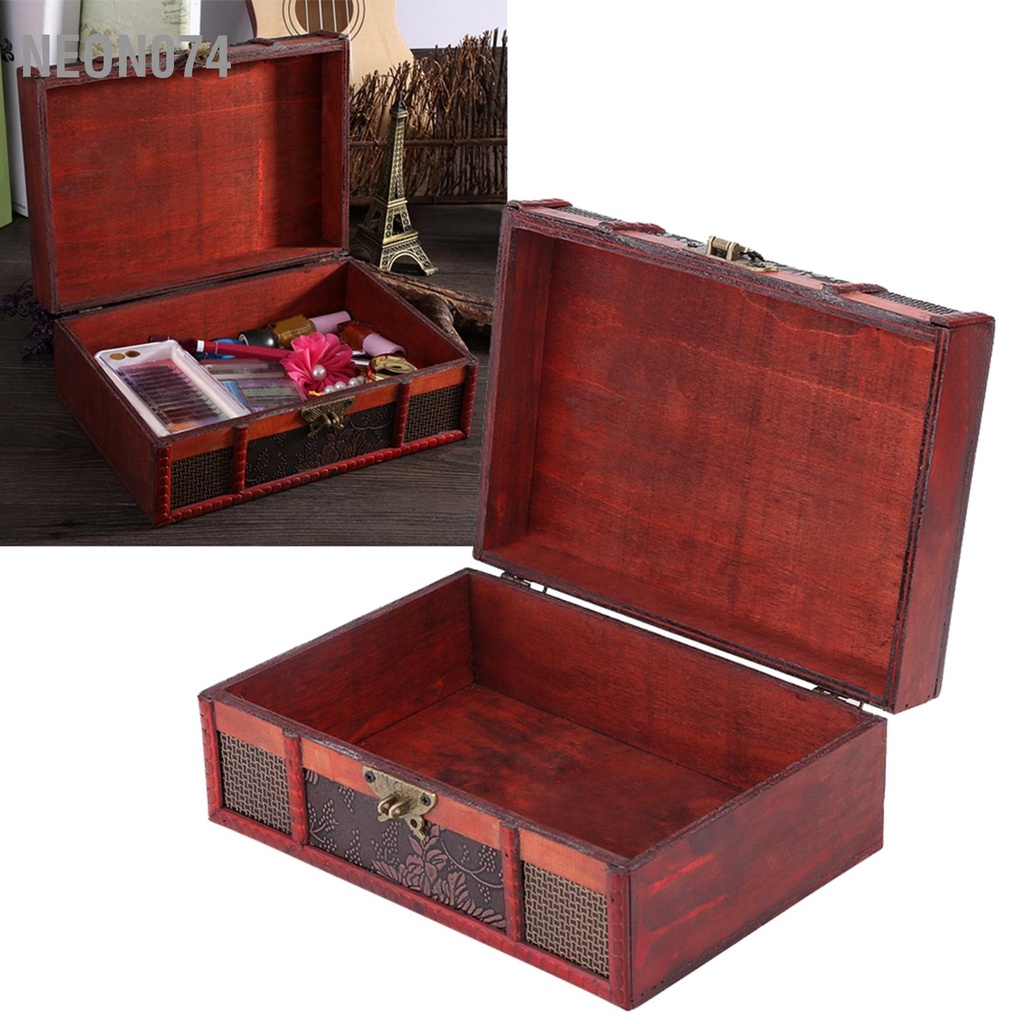 Hộp đựng trang sức bằng gỗ thiết kế đựng trang sức tiện lợi - cổ điển có khóa Neon074