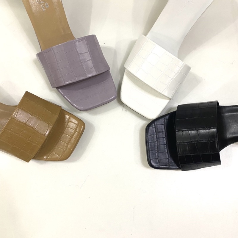 Dép cao gót nữ đế vuông thời trang dáng guốc sandal cao 6 phân quai ngang mũi vuông cao cấp T.T189