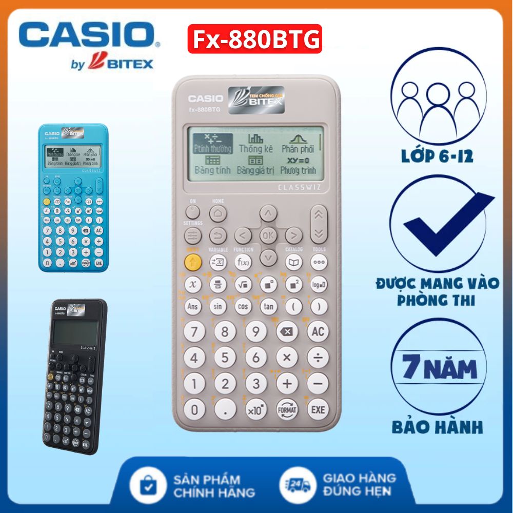 Máy tính Casio Fx 880BTG - FX 580VNX - FX 570VN Chính hãng có hỗ trợ tiếng việt được mang vào phòng thi - Bảo hành 7 năm