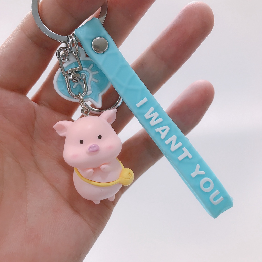 Hoạt Hình Móc Khóa Nhựa Hình Chú Heo Mặc Áo Mưa Dễ Thương