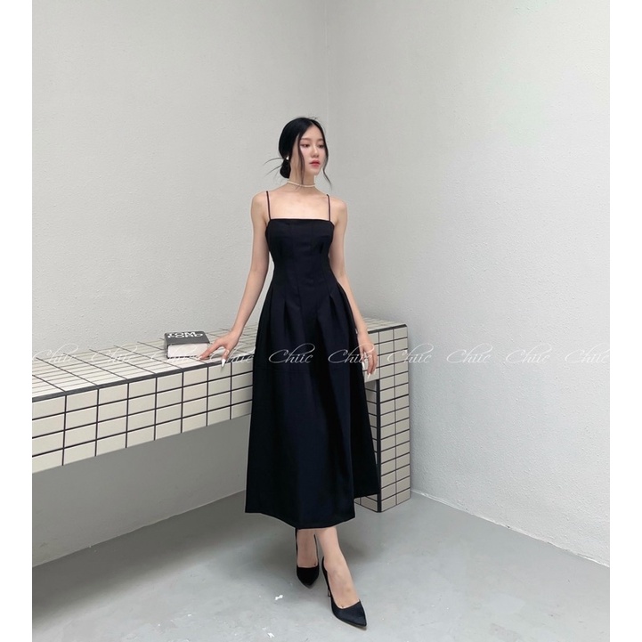 Đầm hai dây dự tiệc dáng dài xòe - MS37