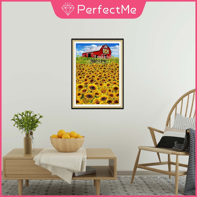 Bộ tranh đính đá 5D họa tiết hoa hướng dương độc đáo kích thước 30x40cm DIY dùng trang trí