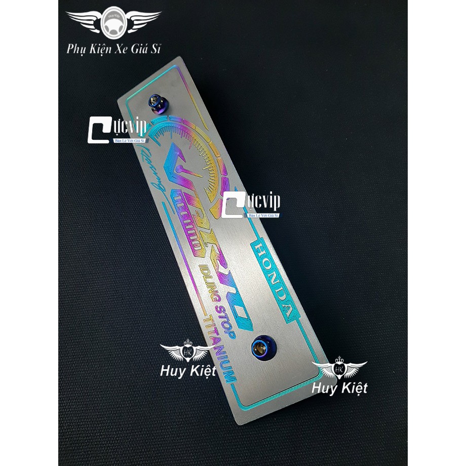 [Rẻ Vô Địch] - (3643) - Bảng Tên Xe Vario Titan (Mẫu Titan Điện Phân) Kèm 2 Ốc Vương Miện