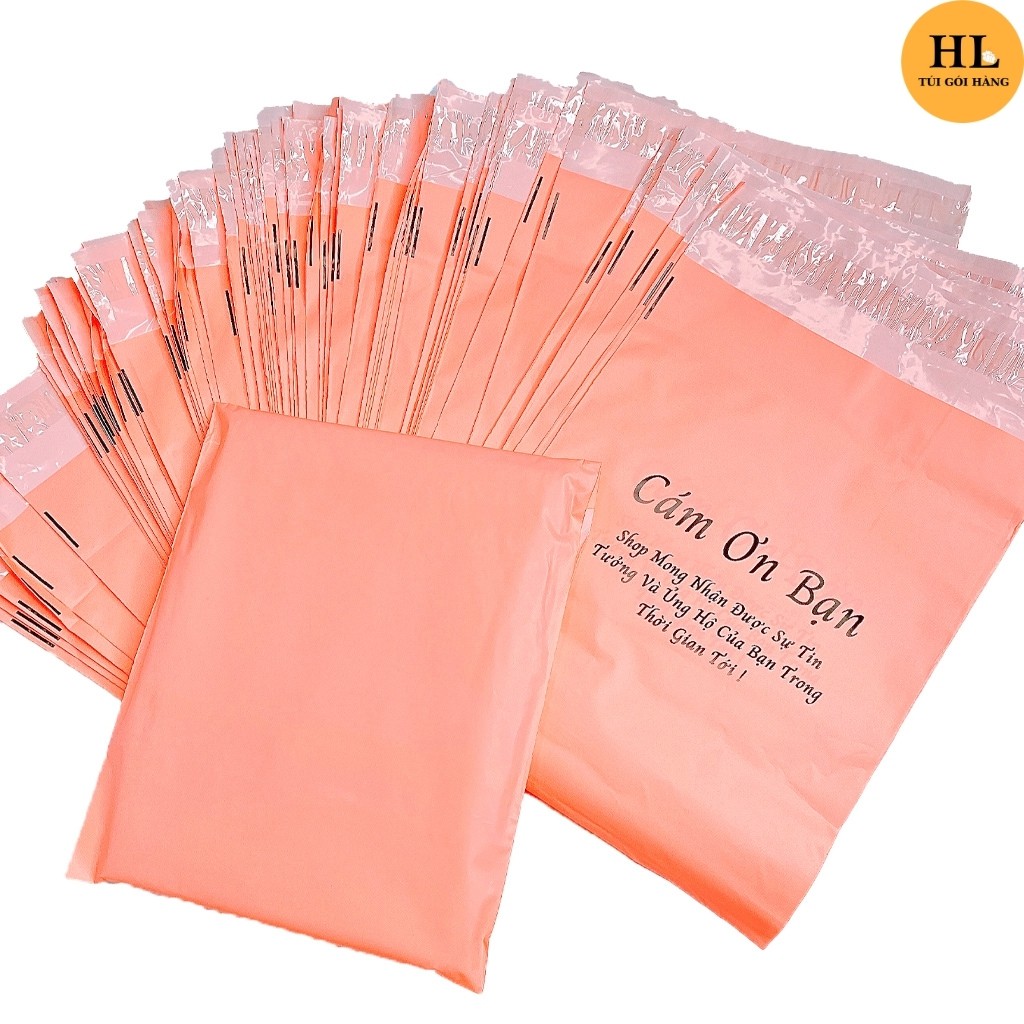 Túi gói hàng in thư cám ơn chất liệu cao cấp màu hồng đào size 35x45 TUIGOIHANGHL