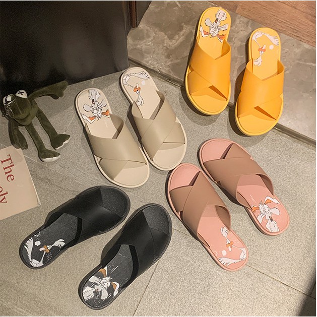 Dép cao su nhựa quai chéo đế in hình chó mùa hè thời trang 3G03